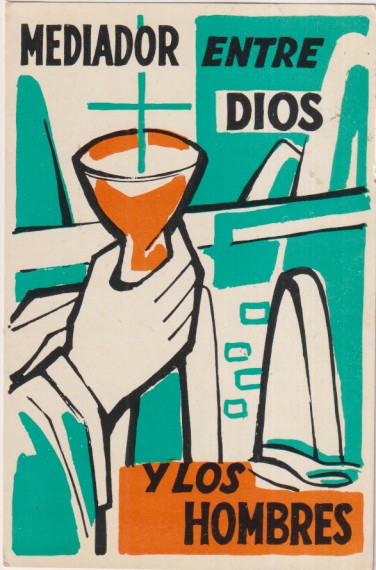 Mediador entre Dios y los Hombres. Franqueado y fechado en 1961. Destino: Reverendo Padre J. B. Monasterio de Poblet