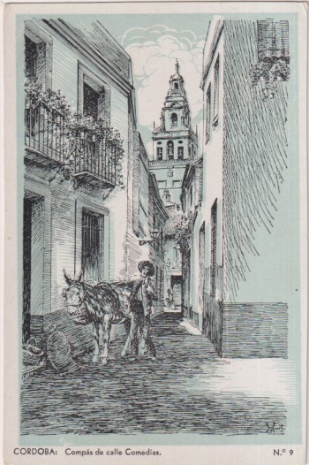 Cordoba.- Compás de Calle Comedia nº 9. Franqueado y fechado el 29 Sep. 1951