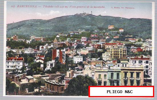 Tibidabo. Vista general de la montaña. L. Roisin nº 107