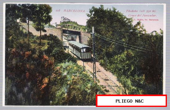 Tibidabo. Cruce del funicular. L. Roisin nº 108