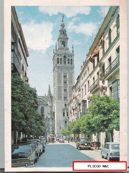 Sevilla-La giralda. Al dorso publicidad de Súper Mercado del Mueble. Años 60