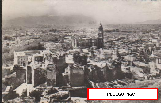 Málaga. Vista general. Franqueado y fechado en 1954