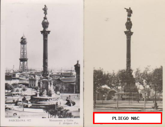 Barcelona. Monumento a Colón. lote de 2 postales