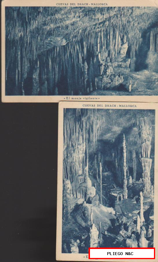 Cuevas del Drach. Lote de 2 postales