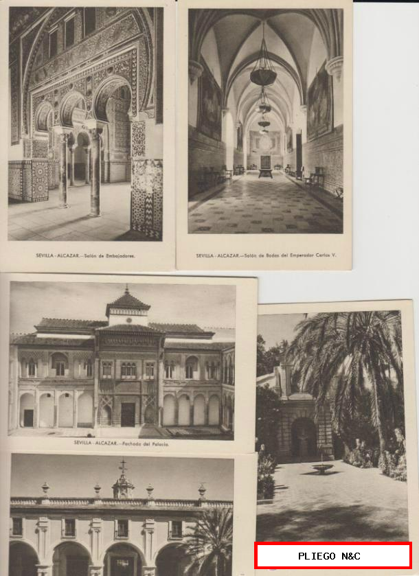 Sevilla-Lote de 4 postales del Alcázar
