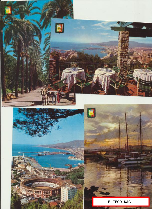 Málaga-Lote de 4 postales. Año 1962