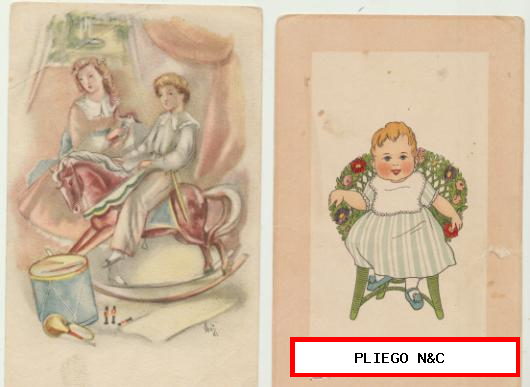 Lote de 2 Postales Infantiles. Una fechada en Madrid en 1915