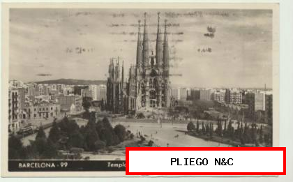 Barcelona. Centro de la Sagrada Familia. Franqueado y fechado en 1949
