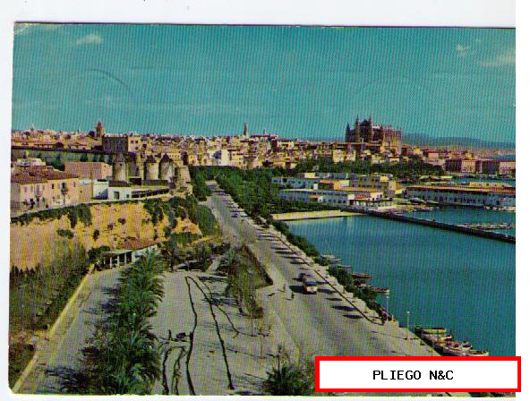 Palma de Mallorca. Vista parcial y Paseo Marítimo. Franqueado y fechado en 1960