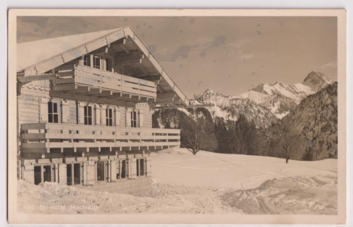 Foto-Postal. Oberstdorf - Ski-Hutte. Franqueado y fechado en 1951