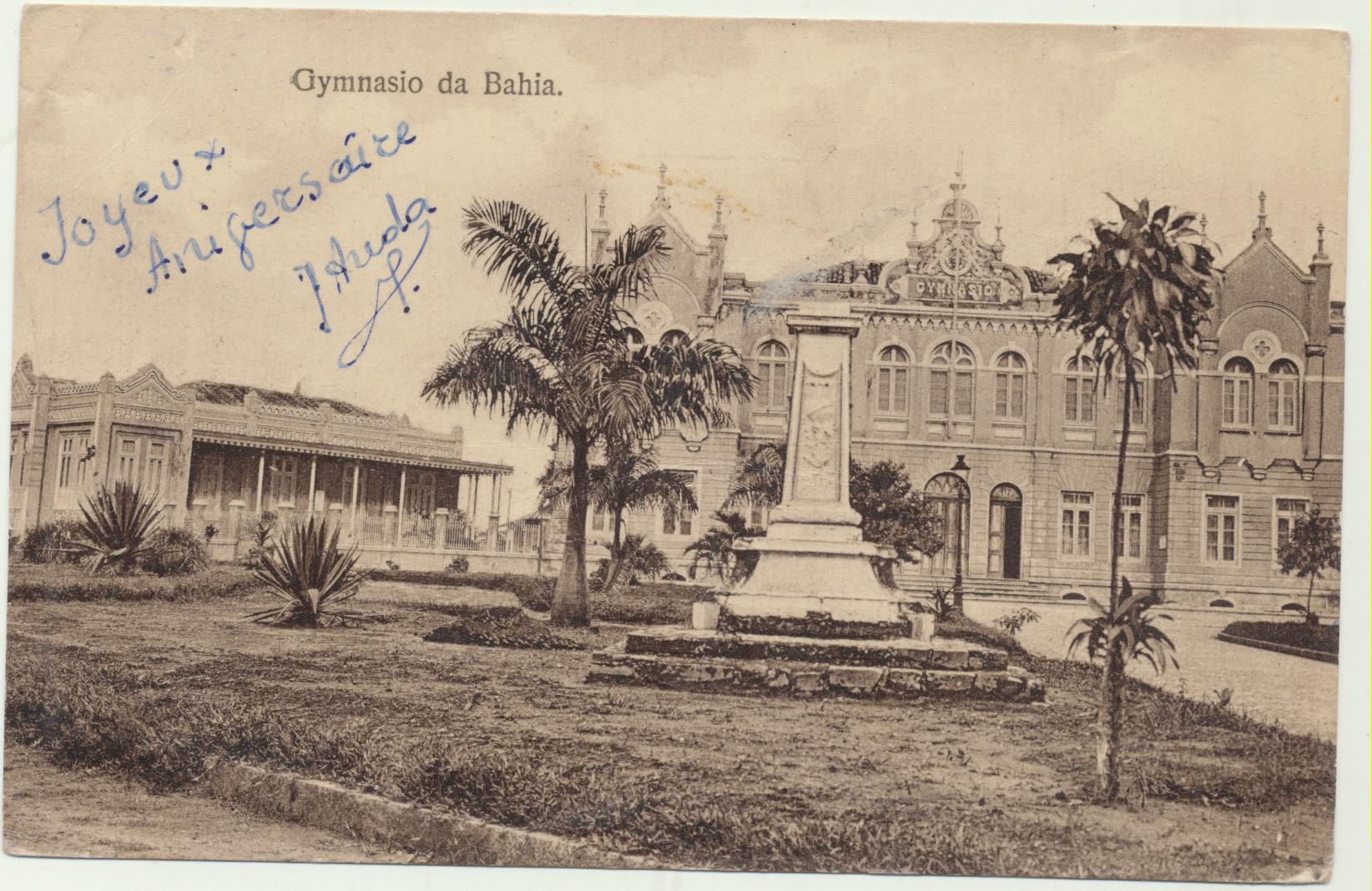 Brasil. Postal. Gymnasio da Bahía. Fechado el 1-Diciembre-1923