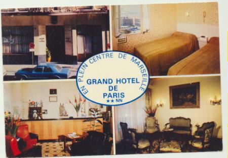 Postal Francesa de Publicidad. Grand Hotel de Paris. Marseille. Franqueo al dorso sin matasellar