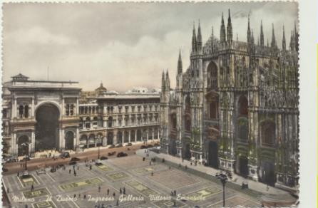 Foto-Postal. Milán. El Duomo. Coloreada a mano. Fechada en 1956