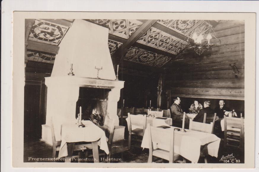 Oslo. Foto-Postal. En el Restaurante Aves de Corral. Fechado en 1949 en Español