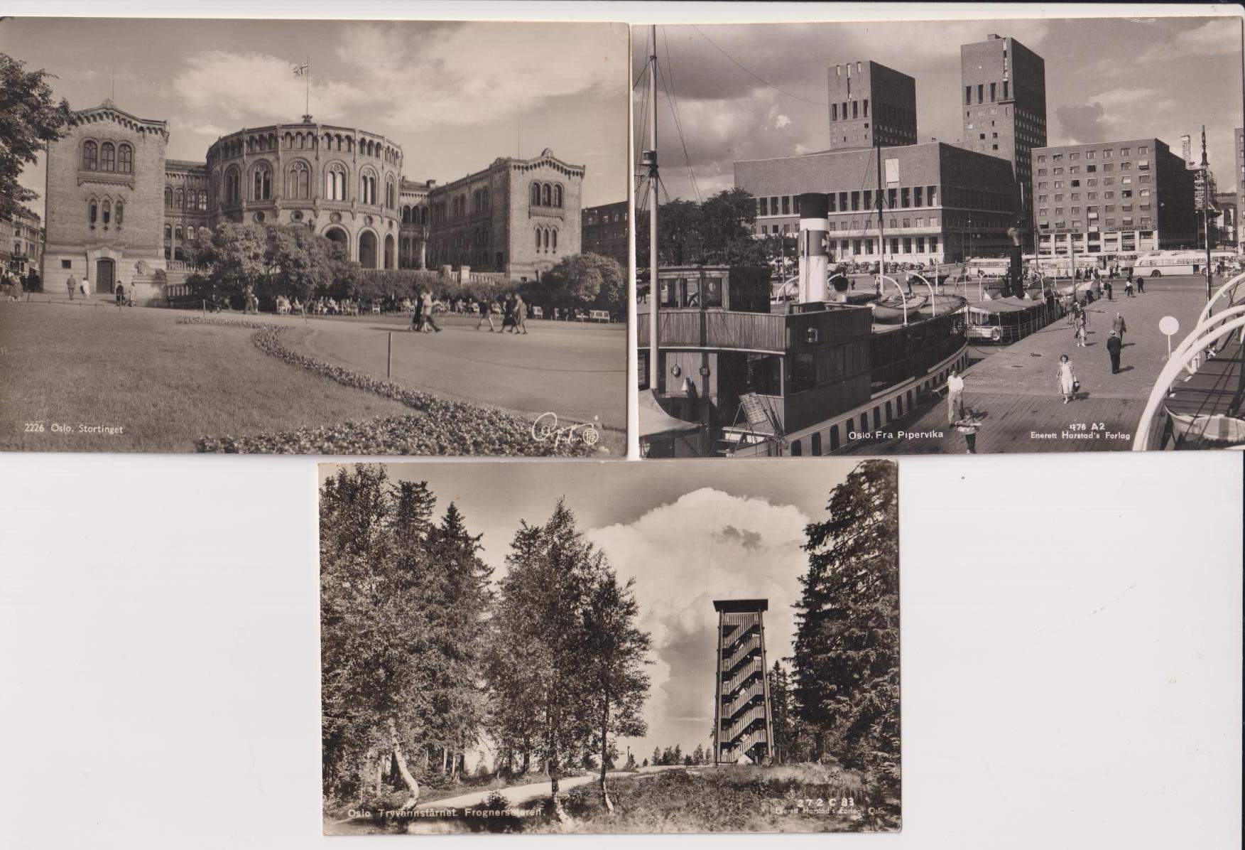 Lote de 3 Foto-Postales. Oslo. Años 50