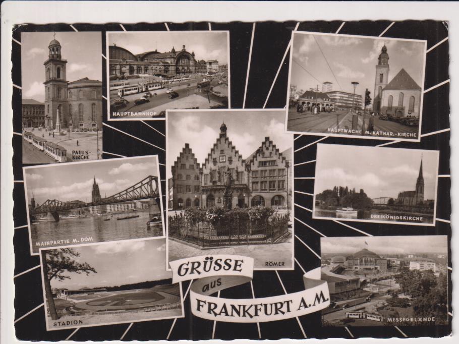 Foto-Postal. Grusse Frankfurt A.M. (Saludos desde Frankfurt) Años 50