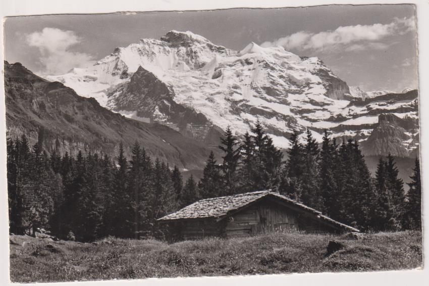 Suiza. Wengen. Jungfrau. Franqueado y fechado en 1958. destino: Barcelona