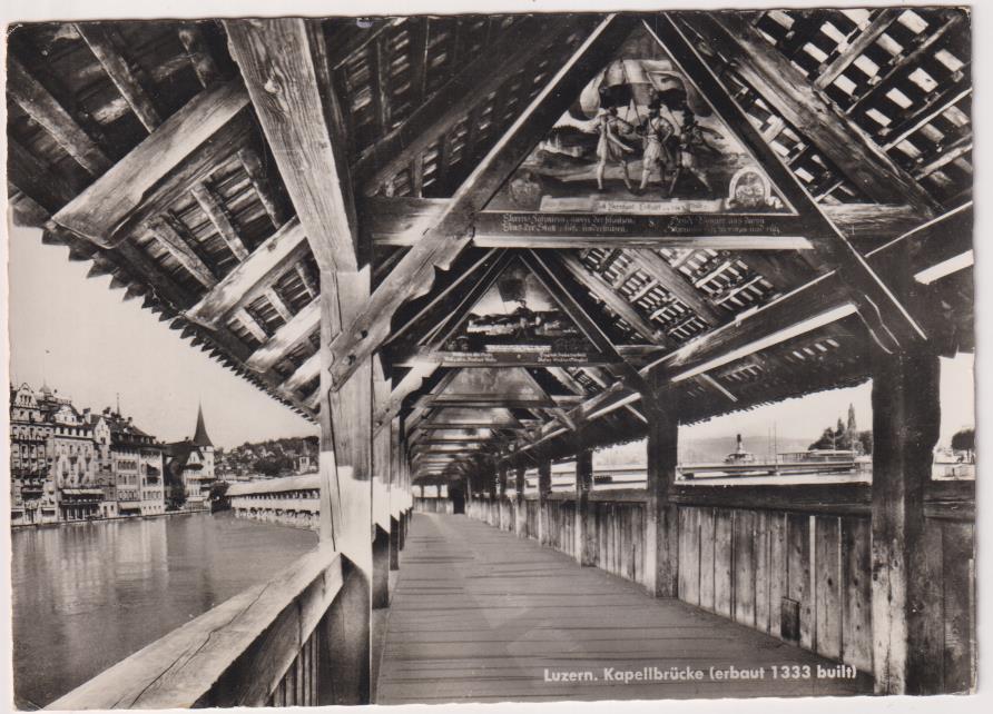 Suiza. Luzerna.- Puente de la Capilla. Franqueado y fechado en 1963. Destino: Reus