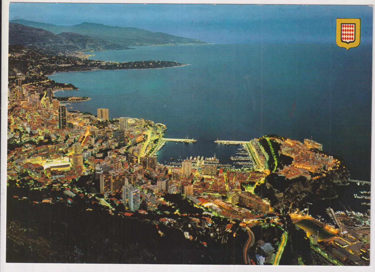 Principado de Mónaco.-  Vista General. Postal Gigante (21x15) Escudo de oro