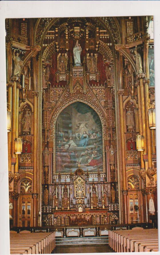 Postal de Canadá. Montreal. quebec.- altar mayor de capilla del sagrado corazón. sin circular