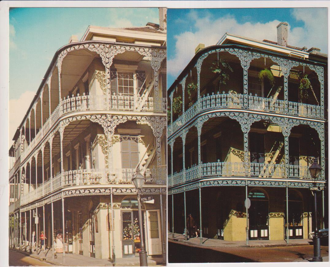Nueva Orleans. lote de 2 postales.- lace Balconies. Años 50-60. sin circular