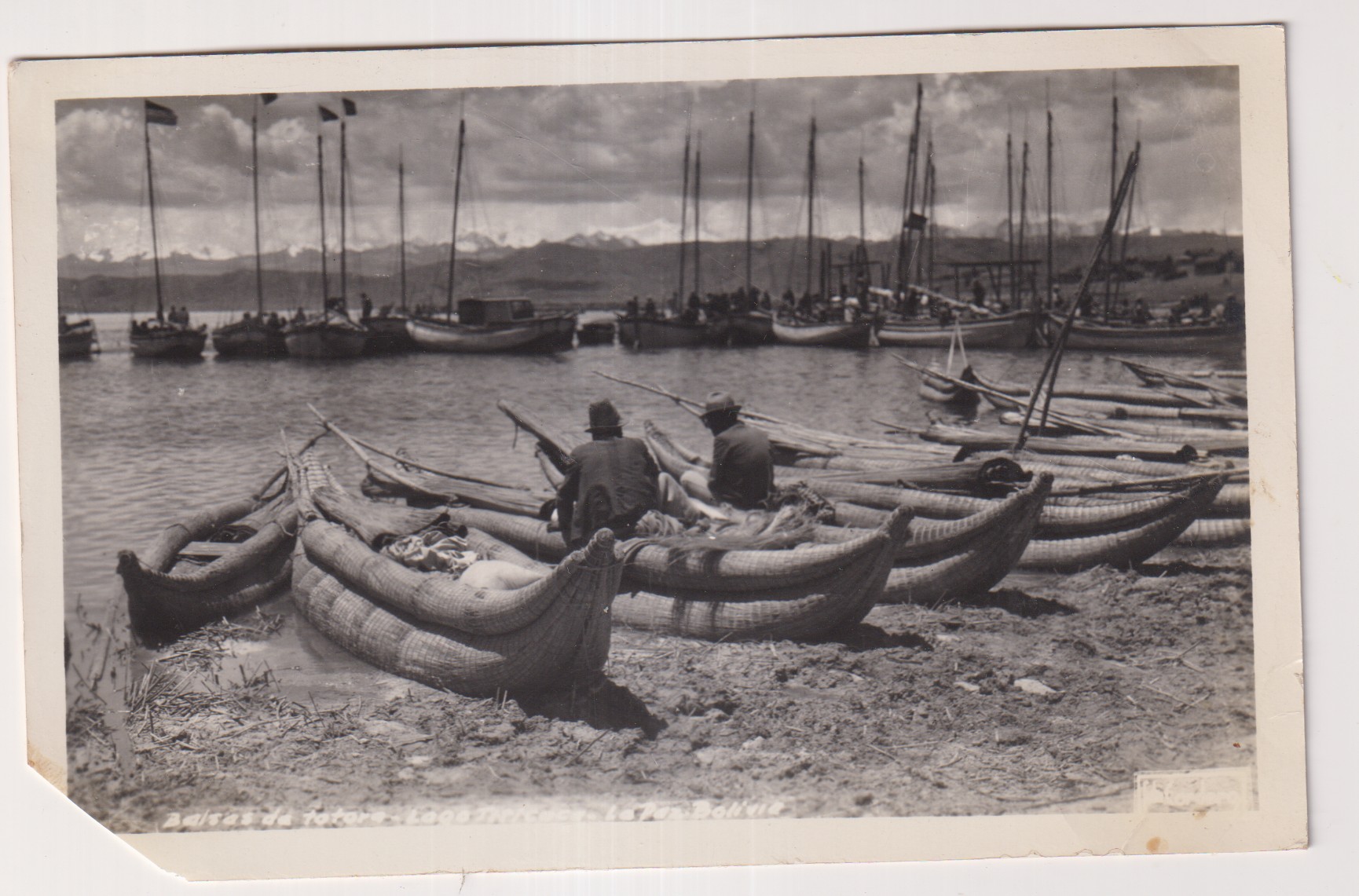 Foto Postal. Bolivia. lago Titicaca. Balsas de Totora