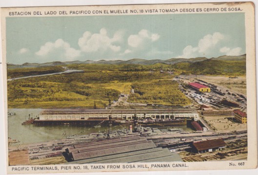 Panamá. estación del lado del pacífico con el muelle nº 18. vista tomada desde el cerro de sosa. sin usar