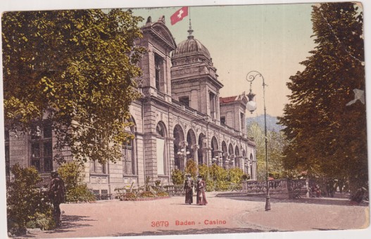 3679 Baden. Casino. Franqueado y fechado al dorso el 14- may. 1910