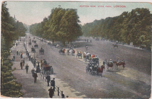 Inglaterra. Rotton Row. Hyde Park. London. Principios Siglo XX. Escrita y dedicada al dorso en español