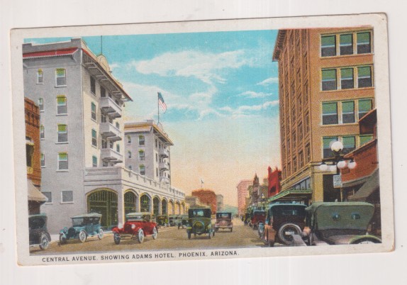 phoenix. Arizona.- Central Avenue. Showing Adams Hotel. Sin usar