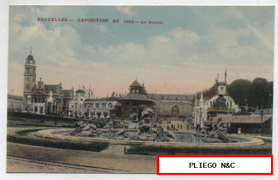 Bruxelles-Exposition de 1910-Le Bassin. ¡IMPECABLE!