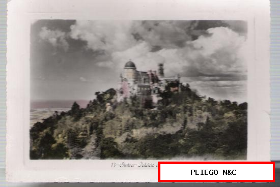 Bilhete Postal. Sintra. Palacio da Pena. Franqueado y fechado en Estoril en 1954