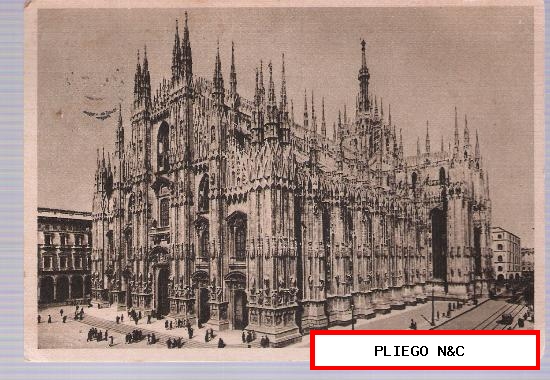 Milano. Il Duomo. Franqueado y fechado en Milán en 1951