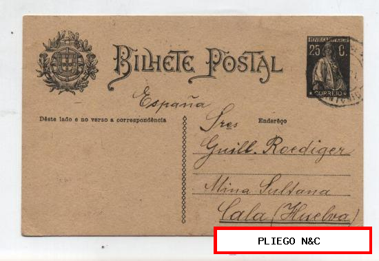 Bilhete Postal. De Villa Real de San Antonio a Mina la Sultana-Cala. De 9 de Julio de 1931
