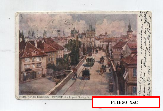 Praga. Sur le pont Charles IV. Fechado en 1903