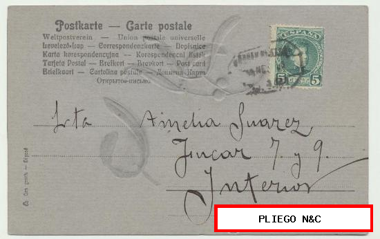 Tarjeta de Felicitación Alemana. Franqueada con el sello 242.