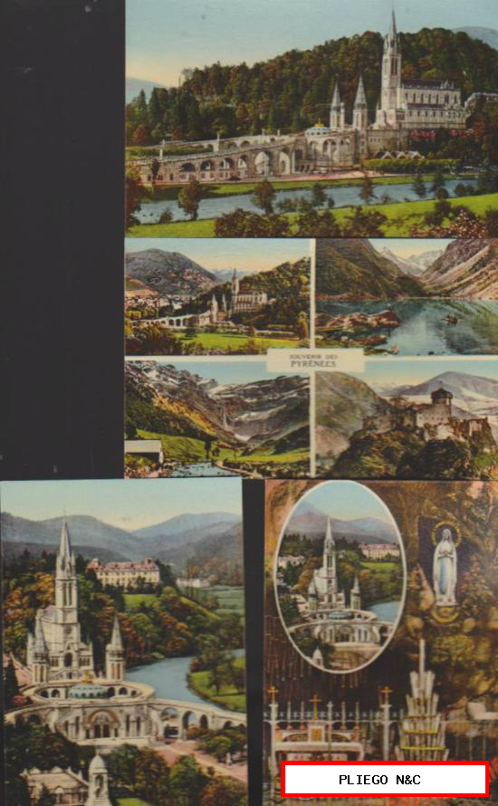 Lourdes-Lote de 4 postales
