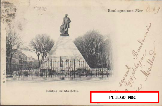 Boulogne-sur-Mer-Statue de Mariette. Franqueado en Boulogne-sur-Mer en 1902
