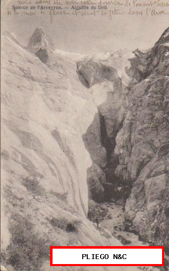 Source de l´Aveyron-Aiguille du Dru. Franqueado en Chamonix en 1917