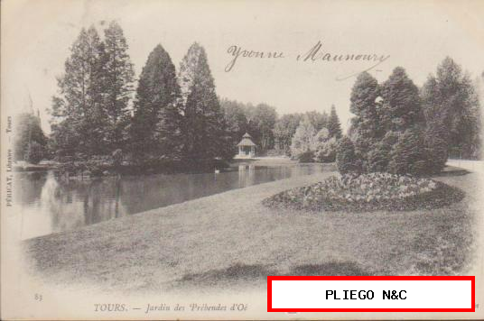 Tours-Jardin des Prébendes d´Oé. Franqueado en Tours en 1903