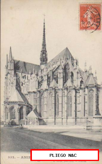 Amiens-Cathedrale-Abside. Franqueado en Amiens en 1908