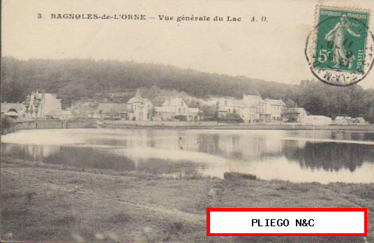 Bagnoles de L´Orne-Vue générale du Lac. Franqueado en La Madeleine en 1911