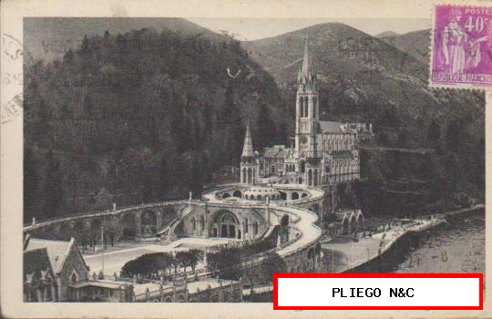 Lourdes-Vue d´ensemble sur la Basilique. Franqueado en 1918?