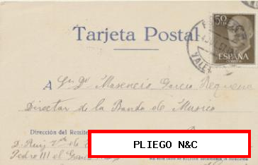 Tarjeta Postal de Valencia a Pinoso del 4-7-1957. con Edifil 1149