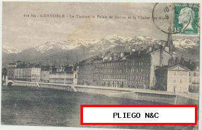 Grenoble-Le Théatre. Franqueado y fechado en 1925