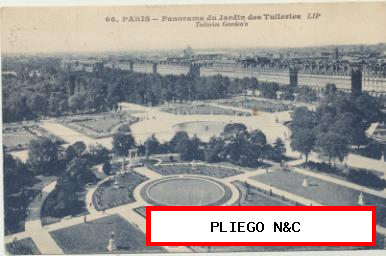 París. Panorama du Jardis des Tulleries. Franqueado y fechado en 1930