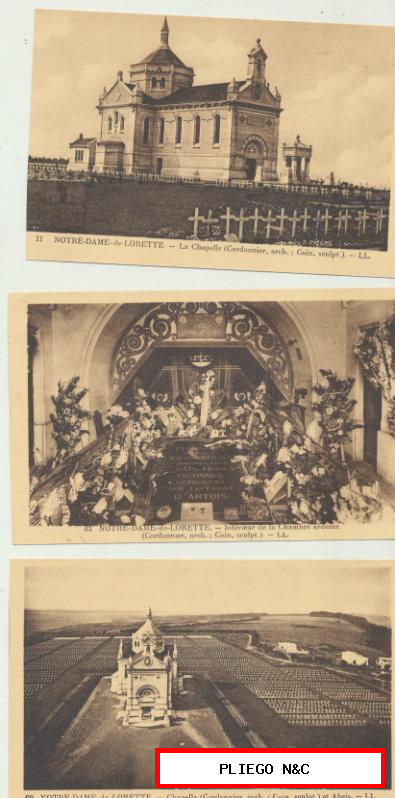 Notre-Dame-de-Lorette-Lote de 3 postales de La Chapelle