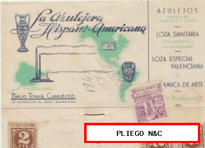 Carta con Membrete de Valencia a Alicante del 21 Dic. 1944. con Edifil 945 (3) y 974