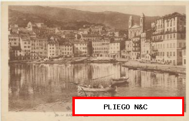 Bastia-Le Vieux Port. Doble fechador de llegada a la Cochinchine Francesa 1927