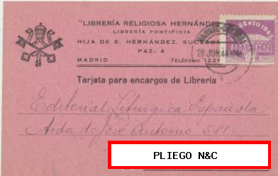 Tarjeta con Membrete de Madrid a Barcelona del 28 Jun. 1944. con Edifil 967